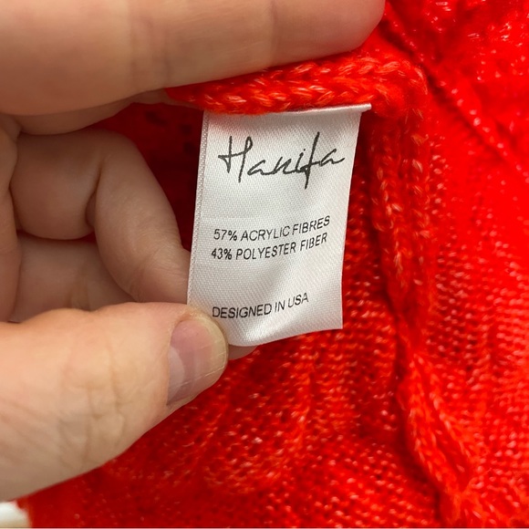 NWT Hanifa Iggy Knit Crochet Mini Ruffle Hem Dress In Bright Orange Red Size S - Picture 6 of 7